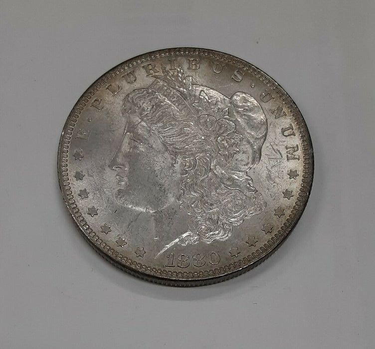 1880 US Morgan Silver Dollar $1 Coin VAM 25 0/9 Overdate 'Super Slider' AU Plus