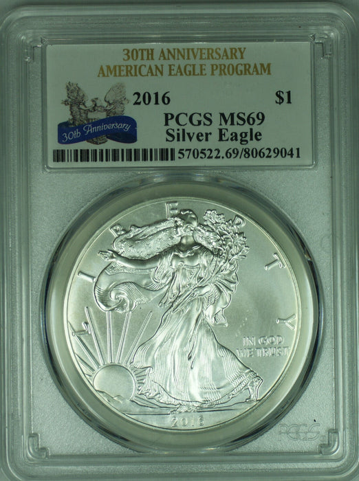 2016 ASE Silver Eagle $1 30TH Anniversary, PCGS MS 69 C
