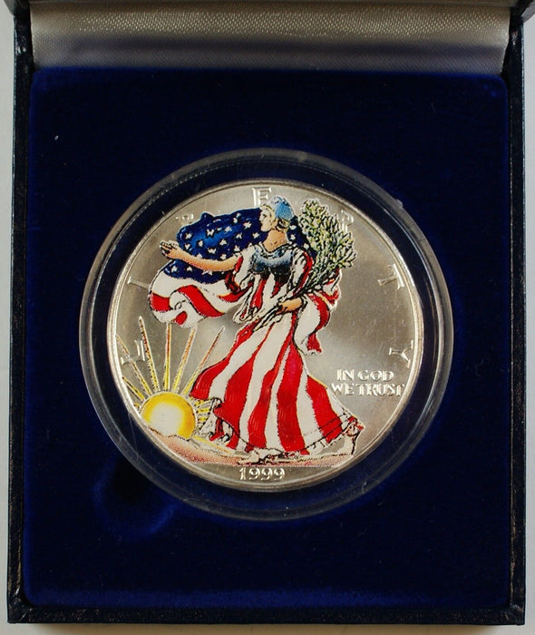 1999 Colorized American Eagle Silver Dollar, In Presentation case with COA
