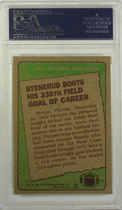 1984 Topps Jan Stenerud Green Bay Packers NFL Football Card #6 PSA NM-MT 8 CK