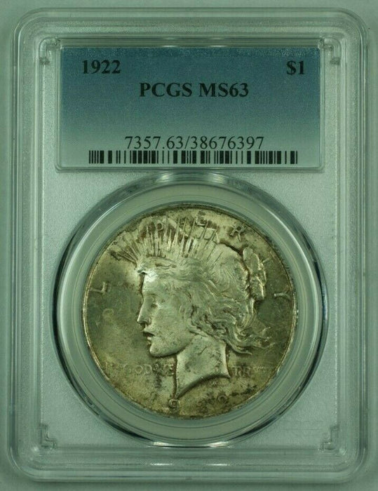 1922 Peace Silver Dollar PCGS MS-63 (Very Well Struck) (B) Toned (25)