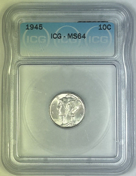 1945 Mercury Silver Dime 10c Coin ICG MS 64 (54) D