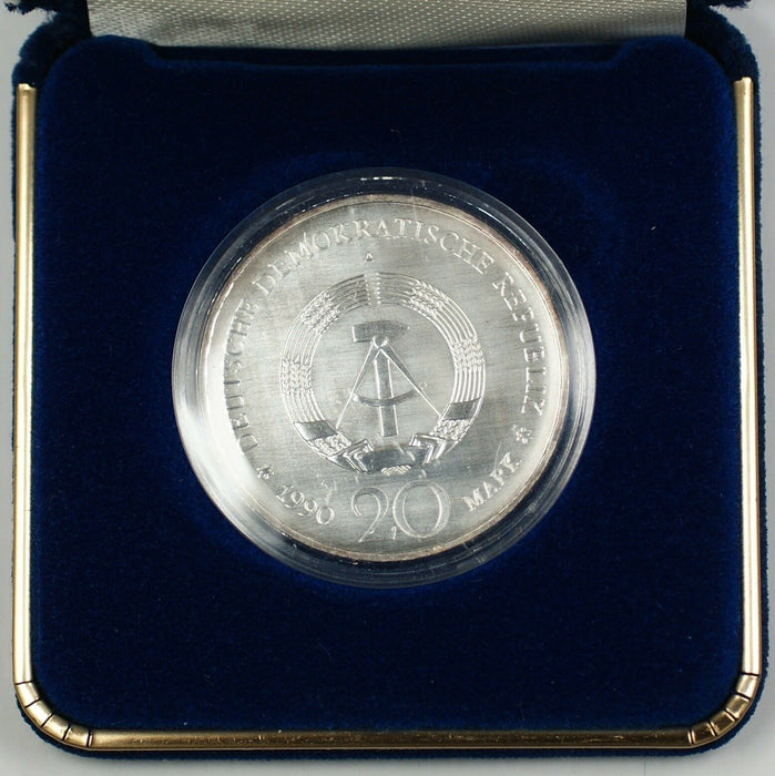 1990 German 20 Mark Silver BU Coin The opening of the Brandenburg Gate W/ COA