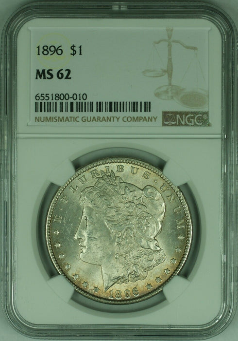 1896 $1 Morgan Silver Dollar Coin NGC MS-62 Lightly Toned  (21)