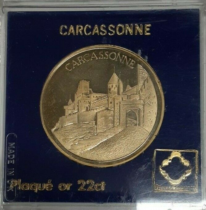 Carcassonne France 22ct Gold Plated Medal in Plastic Holder
