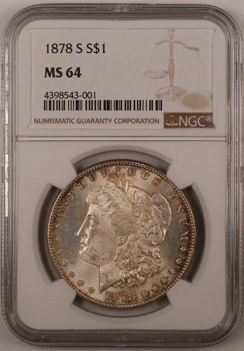 1878-S $1 Morgan Silver Dollar Coin Toned NGC MS-64 (13)