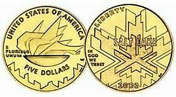 2002 Salt Lake Olympic Winter Games BU $5 Gold Coin