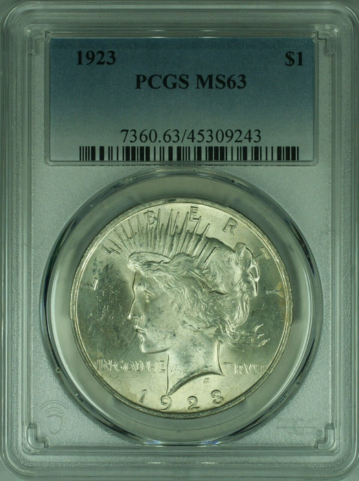 1923 Peace Silver Dollar S$1 PCGS MS-63  (40K)