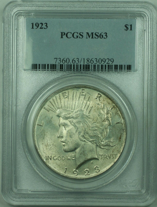 1923 Peace Silver Dollar $1 Coin PCGS MS-63 (36) G