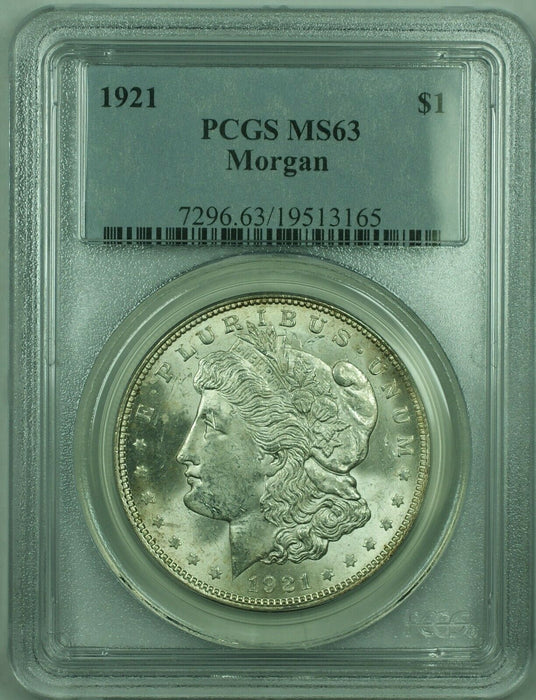 1921 Morgan Silver Dollar $1 Coin PCGS MS-63 (36) W