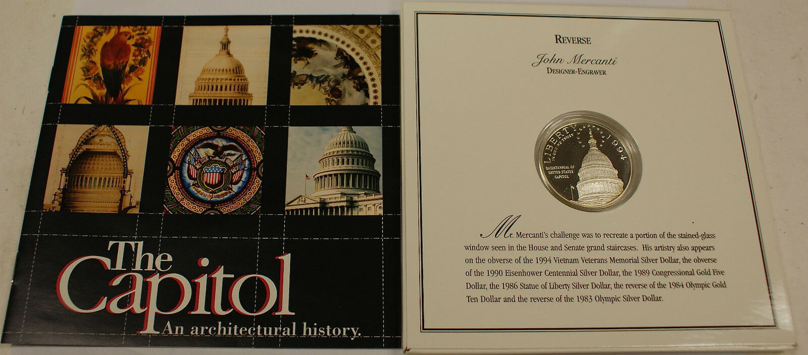 US Capitol Commemorative Proof Silver Dollar Coin Set, w/ Sleeve and COA