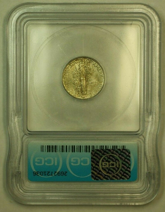 1945-D Silver Mercury Dime 10c Coin ICG MS-65 Q (Toned)