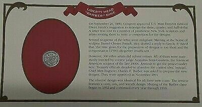Historic Liberty Coins 1914 "Barber" Dime W/Stamp in Information Card