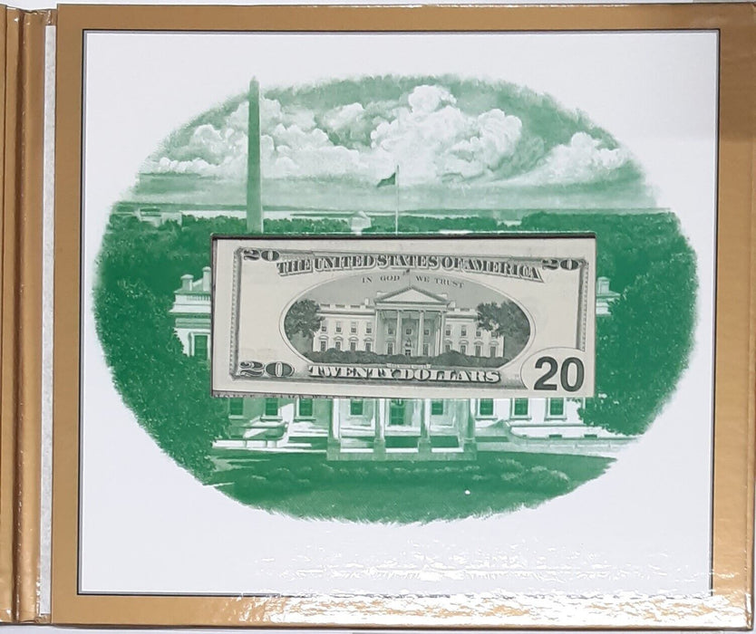2000 White House Bicentennial $20 Note & Stamps w/COA in USPS/Treasury Folder