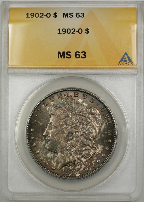 1902-O Morgan Silver Dollar Coin $1 ANACS MS 63 Toned