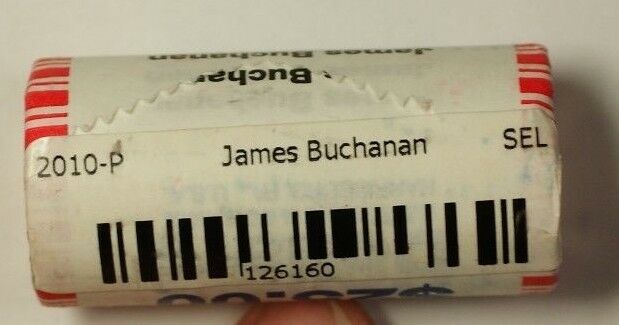 2010-P James Buchanan Presidential Dollar Roll BU 25 1$ Coins Bank Wrapped OBW