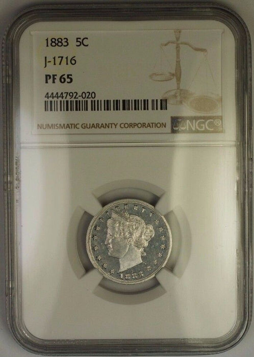 1883 Liberty Nickel Pattern Gem Proof 5c Coin NGC PF-65 J-1716 Judd WW