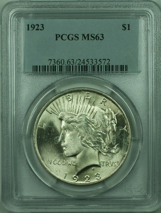 1923 Peace Silver Dollar $1 Coin PCGS MS-63 Looks Undergraded (36) N