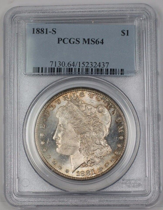 1881-S US Morgan Silver Dollar $1 Coin PCGS MS-64 Lightly Toned (Better) BR1 N