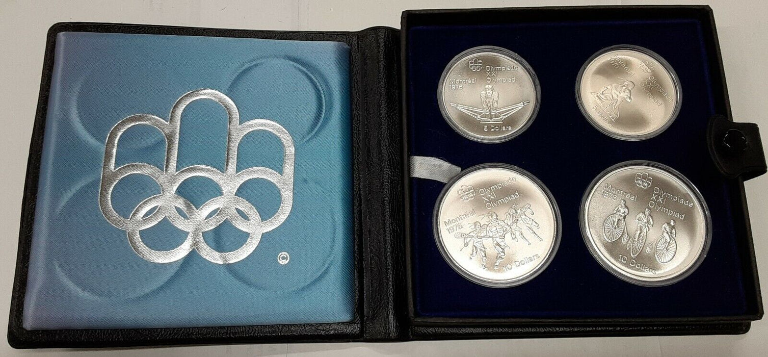 1974 Canada Montreal Olympic Games .925 Silver Four Coin Set in RCM OGP