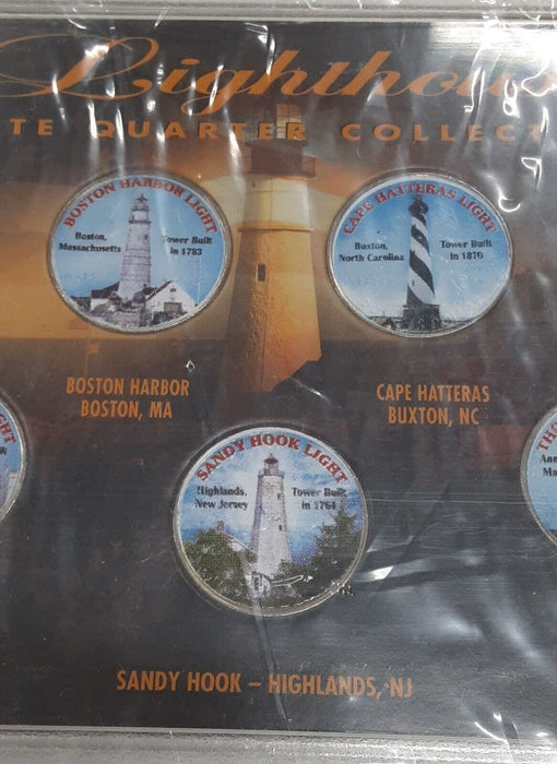 1999-2001 Lighthouse Statehood Quarters Set - 5 Colorized Coins Total in Case