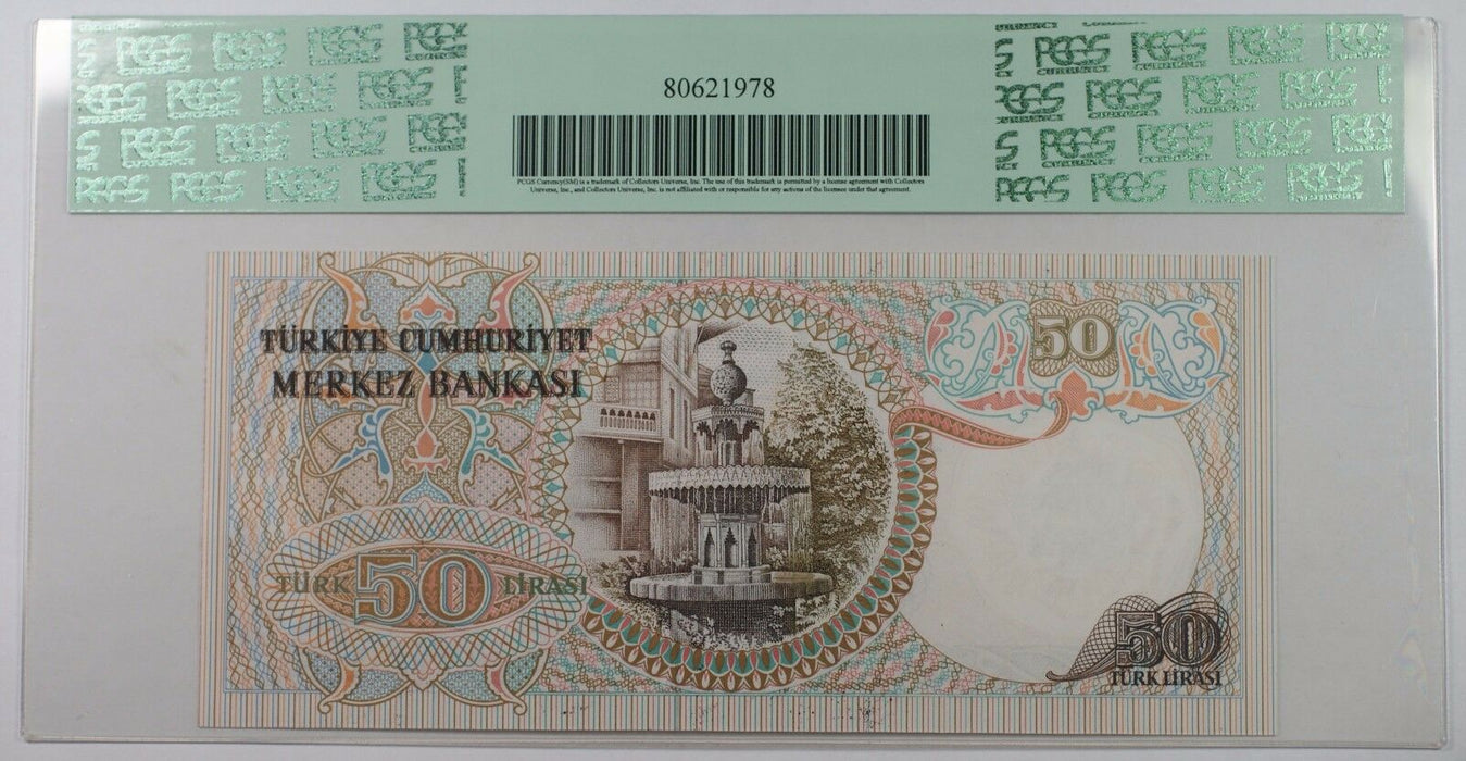 L.1970 (1976) Turkey Central Bank 50 Lira Note SCWPM# 188 PCGS 65 PPQ Gem New