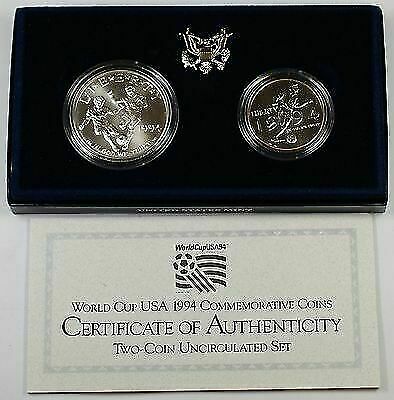 1994 World Cup USA 2 Coin Commemorative UNC Set in Original Mint Packaging
