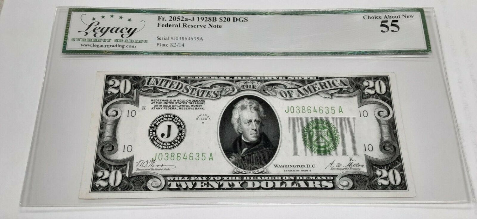 1928B $20 Twenty Dollar FRN Note Fr. 2052a-J Chicago Legacy Ch Abt New 55