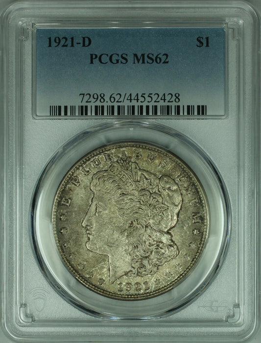 1921-D Morgan Silver Dollar Coin $1 PCGS MS-62 w/Toning  (28C)