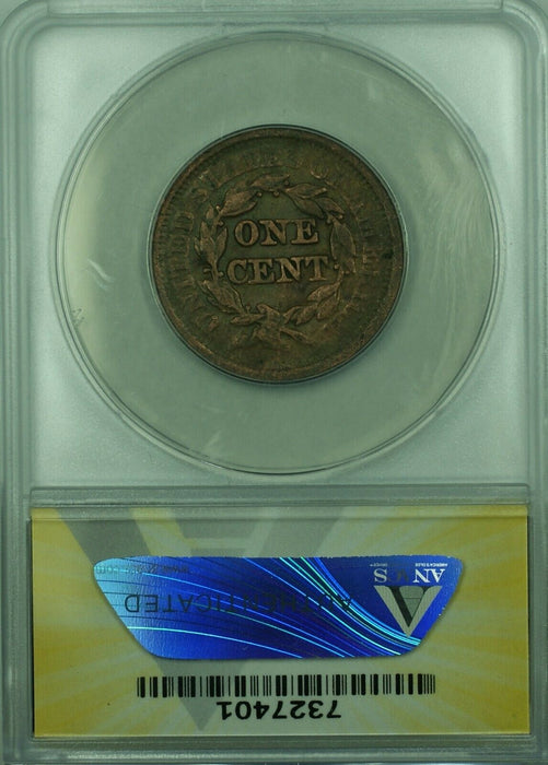 1852 Braided Hair Large Cent  ANACS VF-20 Details Damaged-Cleaned  (43)
