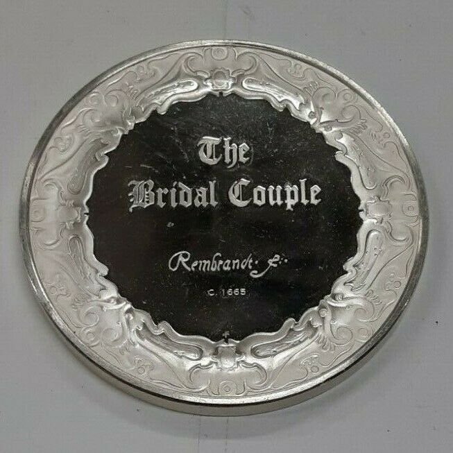 Franklin Mint Genius of Rembrandt Proof Sterling Silver Medal - Bridal Couple