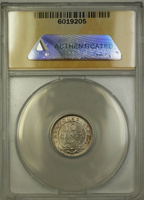 1945-C Canada-Newfoundland 10c Ten Cents Silver Coin ANACS AU-55