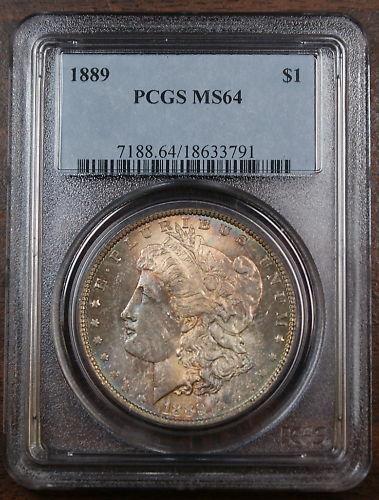 1889 Morgan Silver Dollar Coin, PCGS MS-64 *Toned*