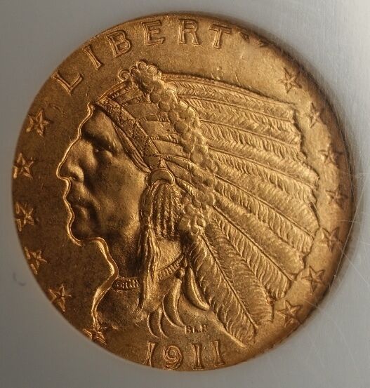 1911-D $2.50 Indian Quarter Eagle Gold Coin NGC MS-64 Very Choice UNC; KEY DATE