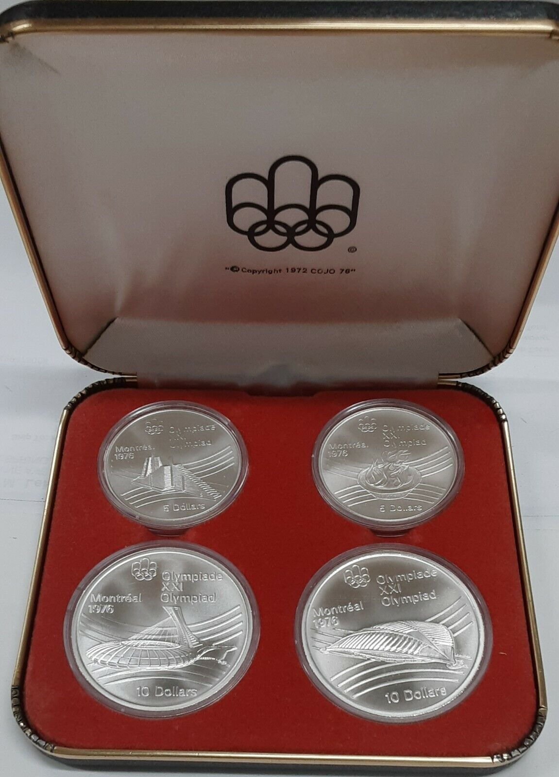 1976 Canada Montreal Olympic Games .925 Silver Four Coin Set in