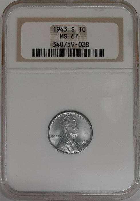 1943-S Lincoln Steel Cent 1c NGC MS-67