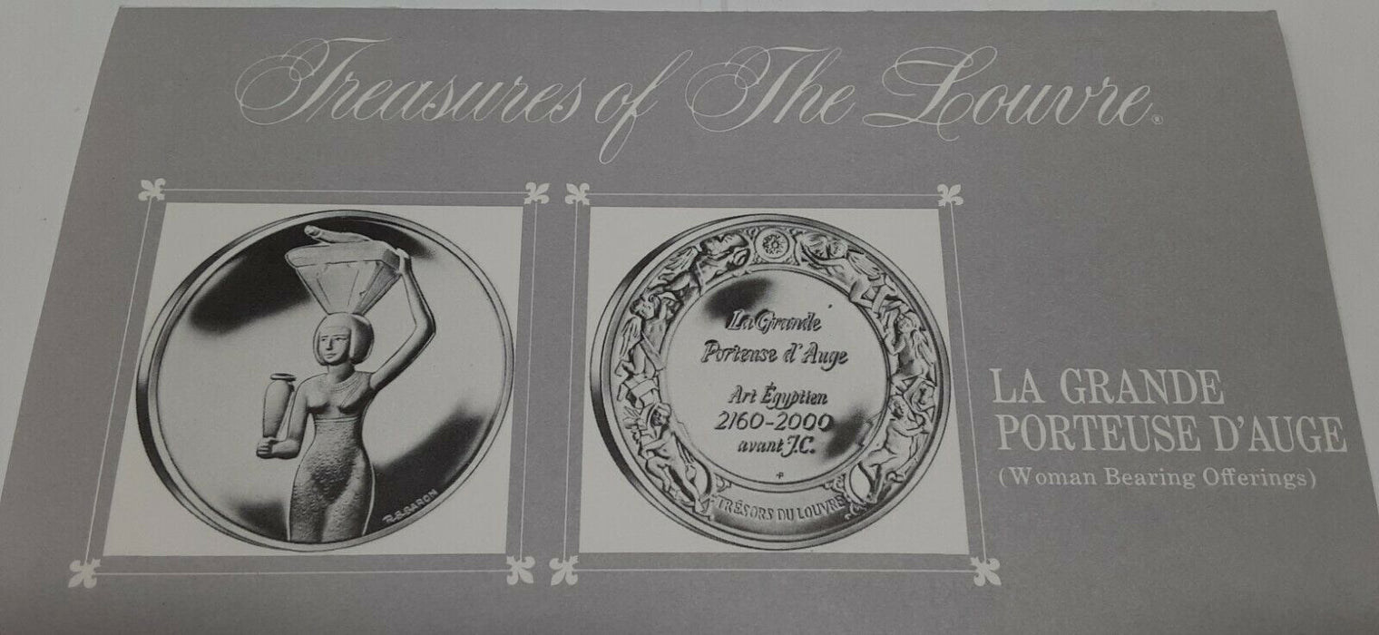 Franklin Mint Treasures of The Louvre .925 Silver Medal- Woman Bearing Offerings