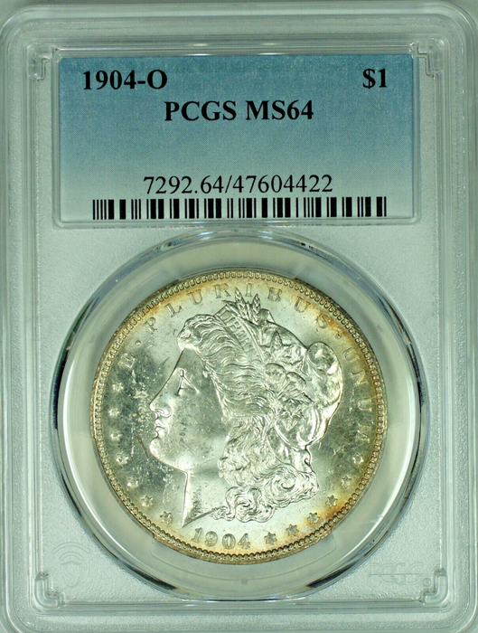 1904-O Morgan Silver Dollar $1 Coin Toned REV PCGS MS 64 (48) G