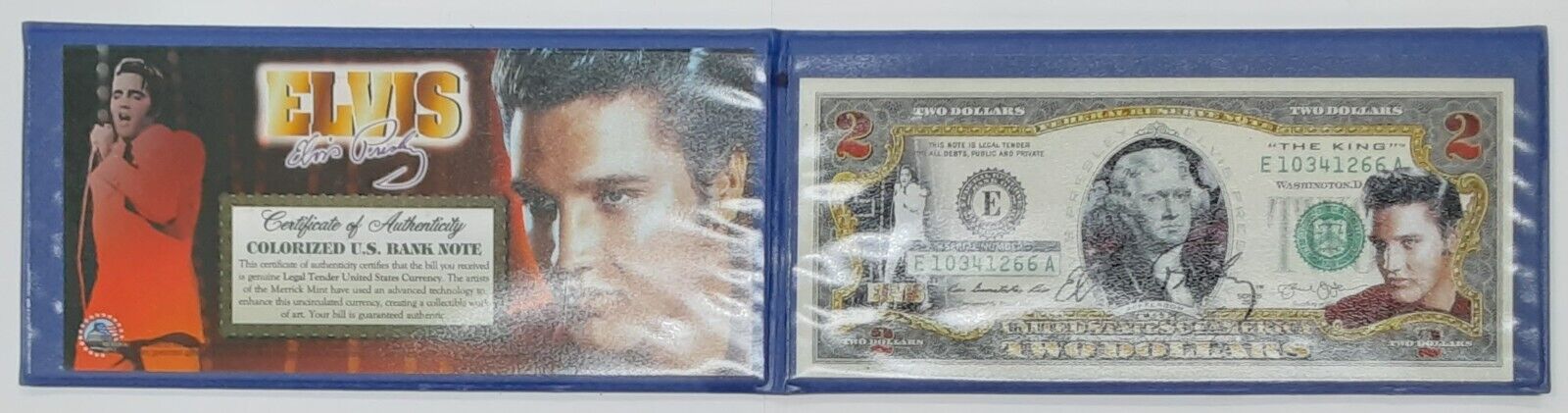 CU Colorized $2 FRN Commemorating Elvis Presley "The King"  in Folder