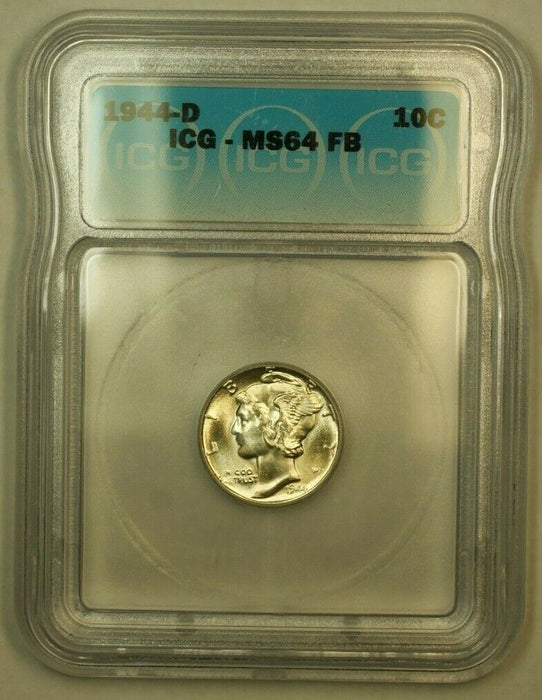1944-D Silver Mercury Dime 10c Coin ICG MS-64 FB E