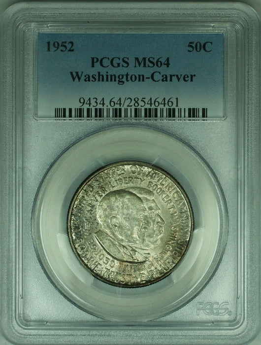 1952 Washington-Carver Silver Half Dollar 50c PCGS MS-64 Toned (30)