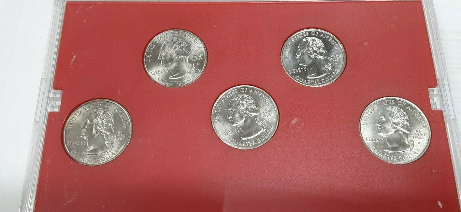 2001-D State Quarters 5 Coin Set 50 States Program-BU in Plastic Case