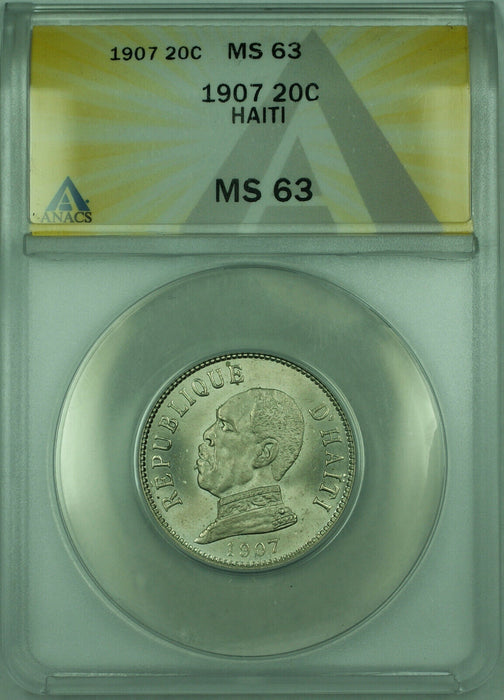 1907 20C Haiti ANACS MS 63 20 Centimes KM#55
