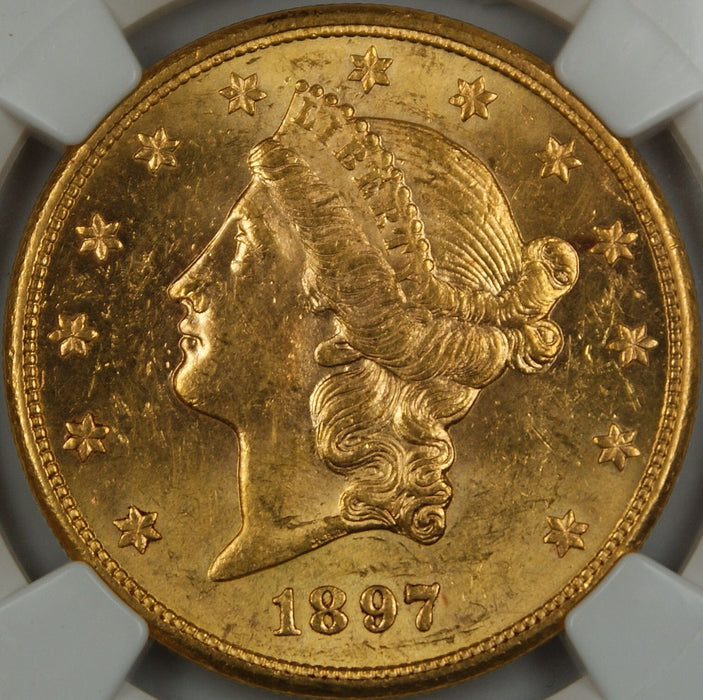 1897-S Liberty $20 Double Eagle Gold Coin, NGC UNC Details (Improperly Cleaned)