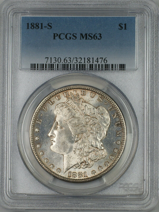 1881-S Morgan Silver Dollar $1 PCGS MS-63 Lightly Toned (2D)