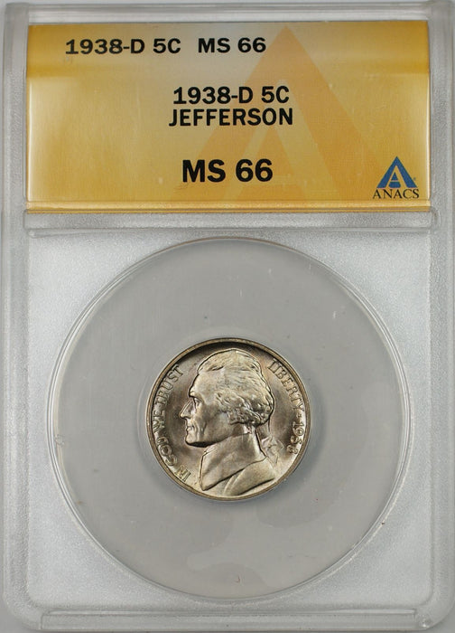 1938-D Jefferson Nickel Coin 5C ANACS MS 66 B