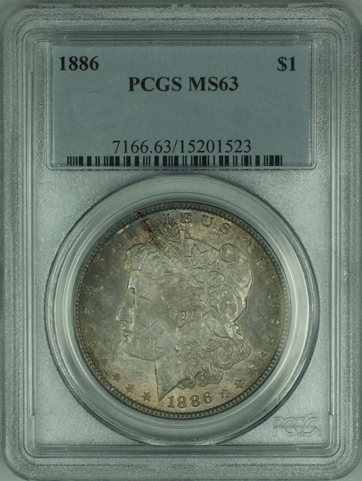 1886 Morgan Silver Dollar $1 Coin PCGS MS-63 Toned (BR-19 P)