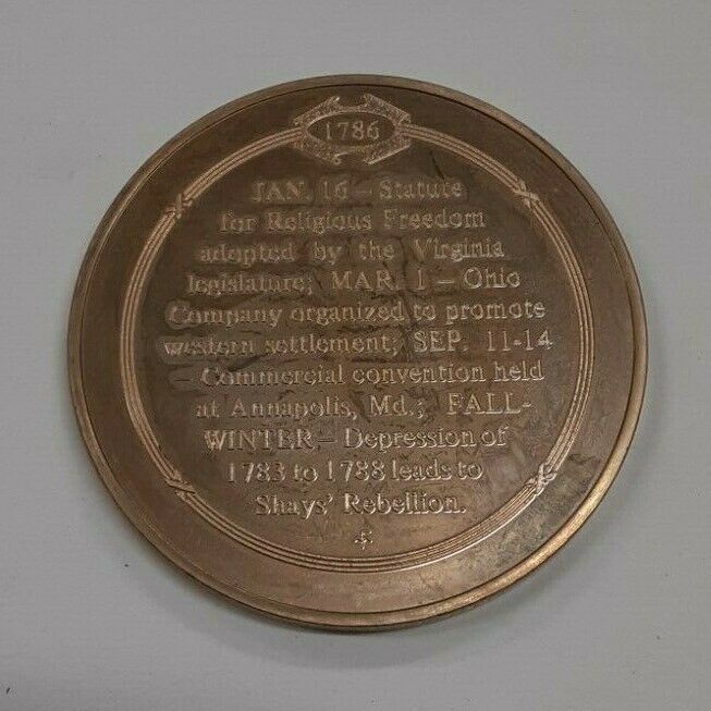 History of US Bronze Proof Medal Shay's Rebellion  Fall/Winter 1786