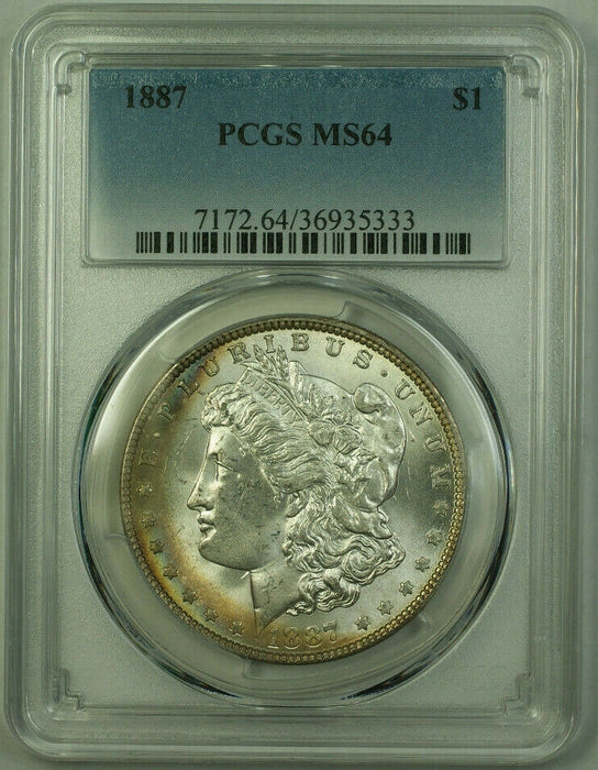 1887 Morgan Silver Dollar $1 Coin PCGS MS-64 Toned (21) I