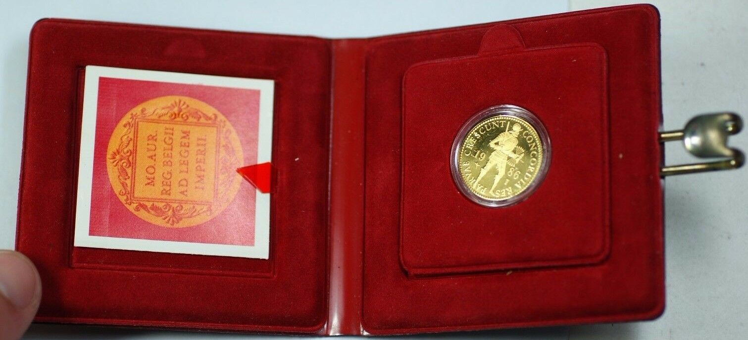 1986 Netherlands Proof Gold Ducat Coin 1586 Design .983 Fine 3,494 Grains W Case